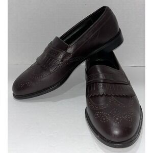 Oakton Mens Brown Leather Kilt Slip On‎ Loafer Wingtip Shoes Size 10 D